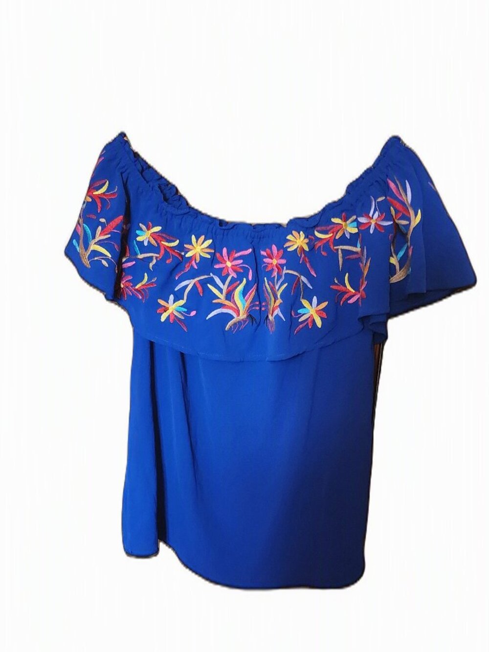 Off-Shoulder Top with Vibrant Embroidery. XL